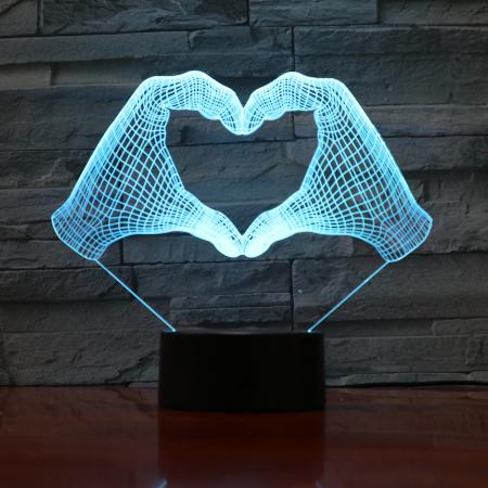 3D LED nočná lampa - Srdce z rúk