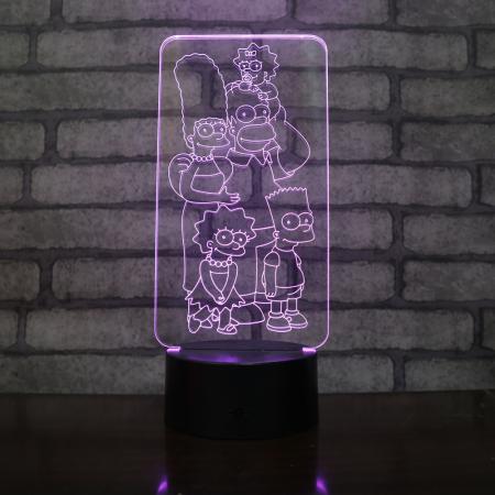 3D LED nočná lampa - Simpsonovci