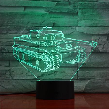 3D LED nočná lampa - Tank