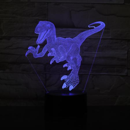 3D LED nočná lampa - Dinosaurus Velociraptor