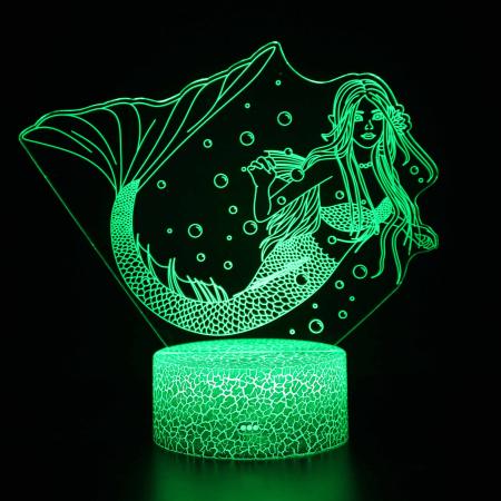 3D LED nočná lampa - Morská panna