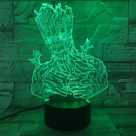 3D LED nočná lampa - Groot (grut)